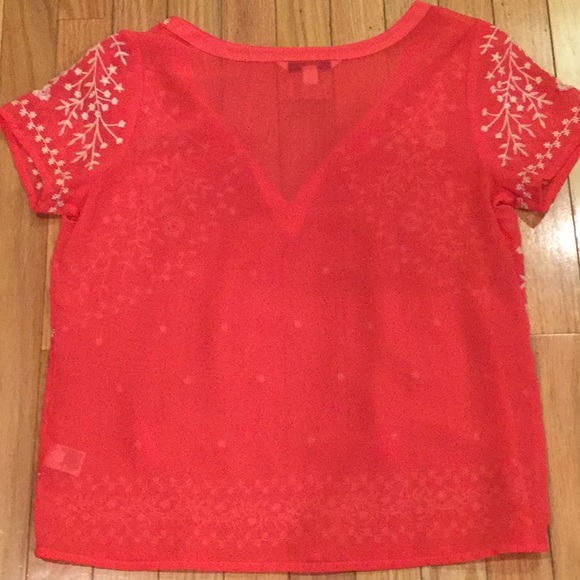 American Eagle Outfitters embroidered red blouse. - Picture 3 of 4